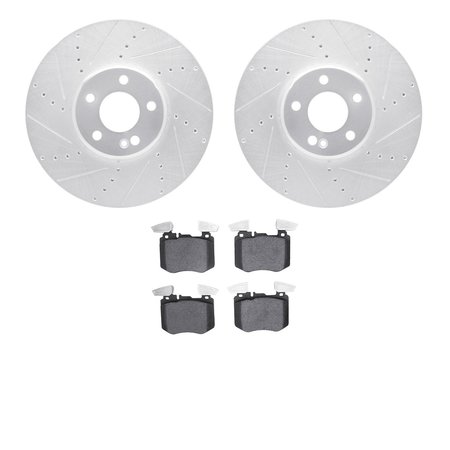 DYNAMIC FRICTION CO 7502-63066, Rotors-Drilled and Slotted-Silver with 5000 Advanced Brake Pads, Zinc Coated 7502-63066